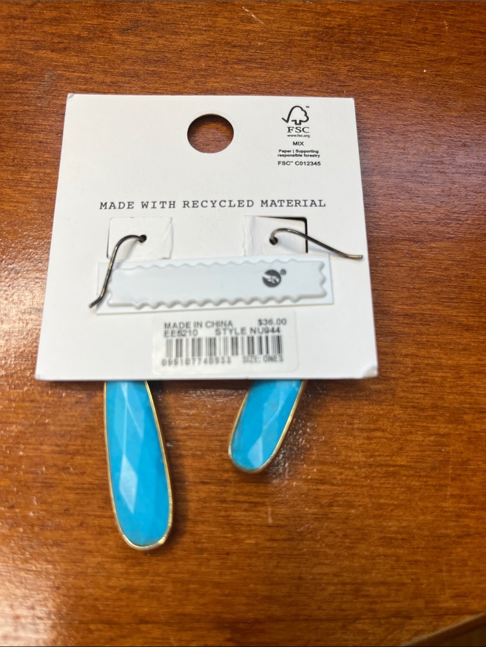 NWT Madewell Turquoise Faceted Teardrop Dangle Earrings Hypoallergenic Titan - Picture 3 of 4